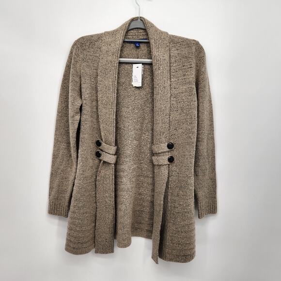 NWT Apt. 9 Heathered Gray & Taupe Open Front Sweater Cardigan Women's S - Picture 2 of 9